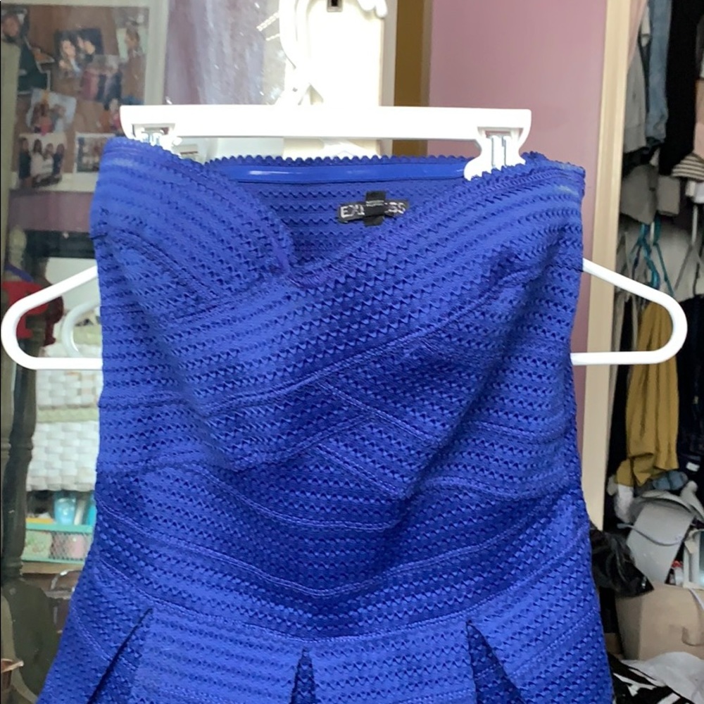 Express navy blue strapless dress